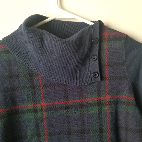 Talbots Plaid Split-Cowlneck Long Sleeve Sweater Size P - Picture 5 of 11